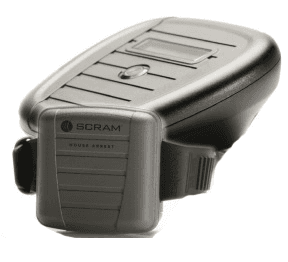 SCRAM House Arrest base unit with its ankle bracelet